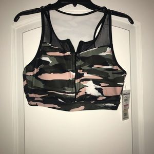 Zip Up Camo Sports Bra